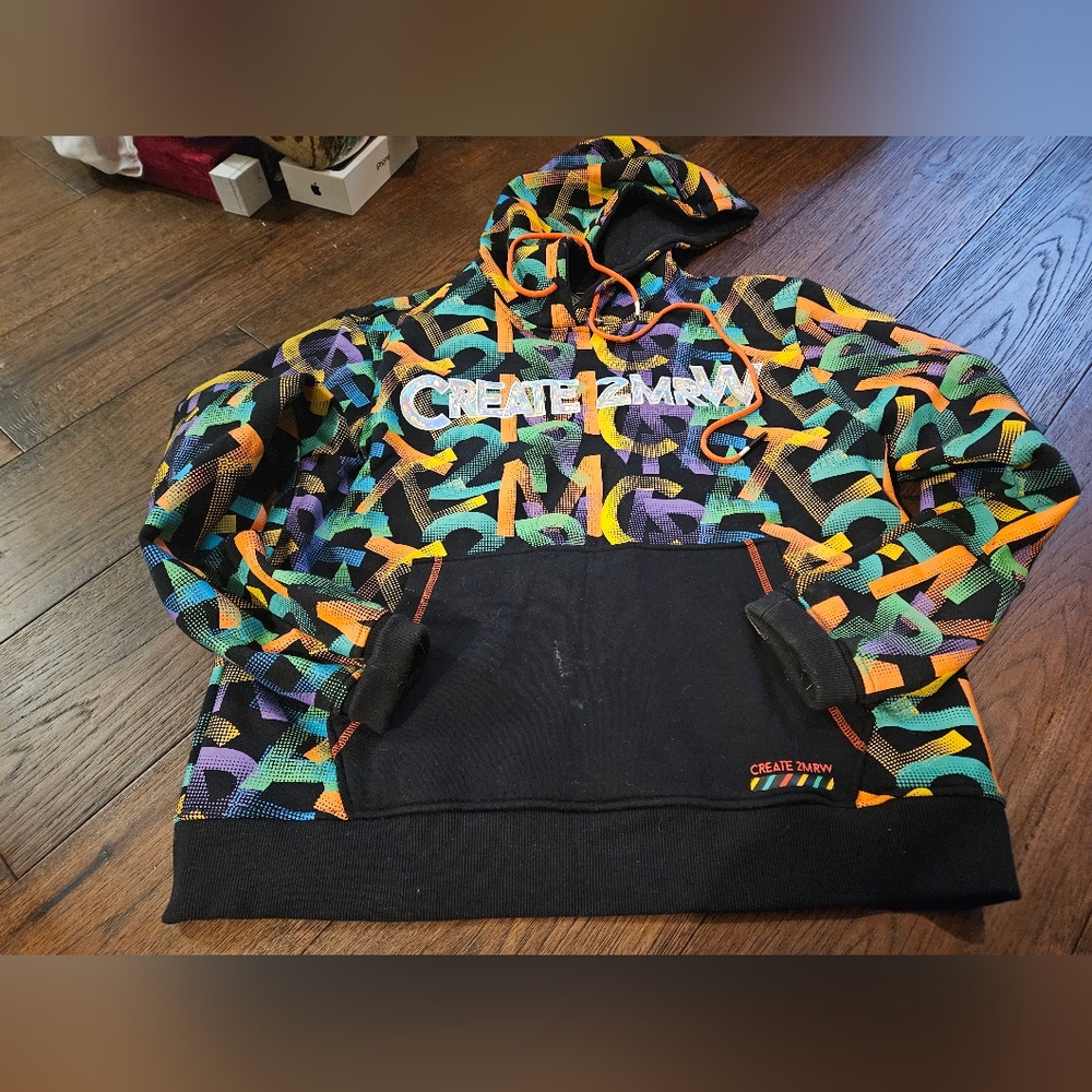 Create 2mrw Fleece Hoodie With Tags Grafiti Y2K Sweater Hooded Size XL Black. 